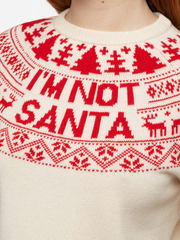 White sweater New Queen with I'm not Santa jacquard