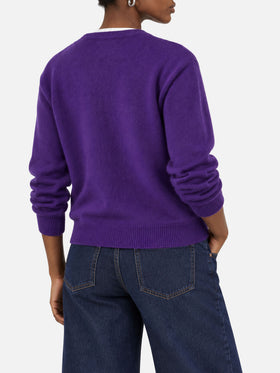 Purple New Queen cropped sweater with logo