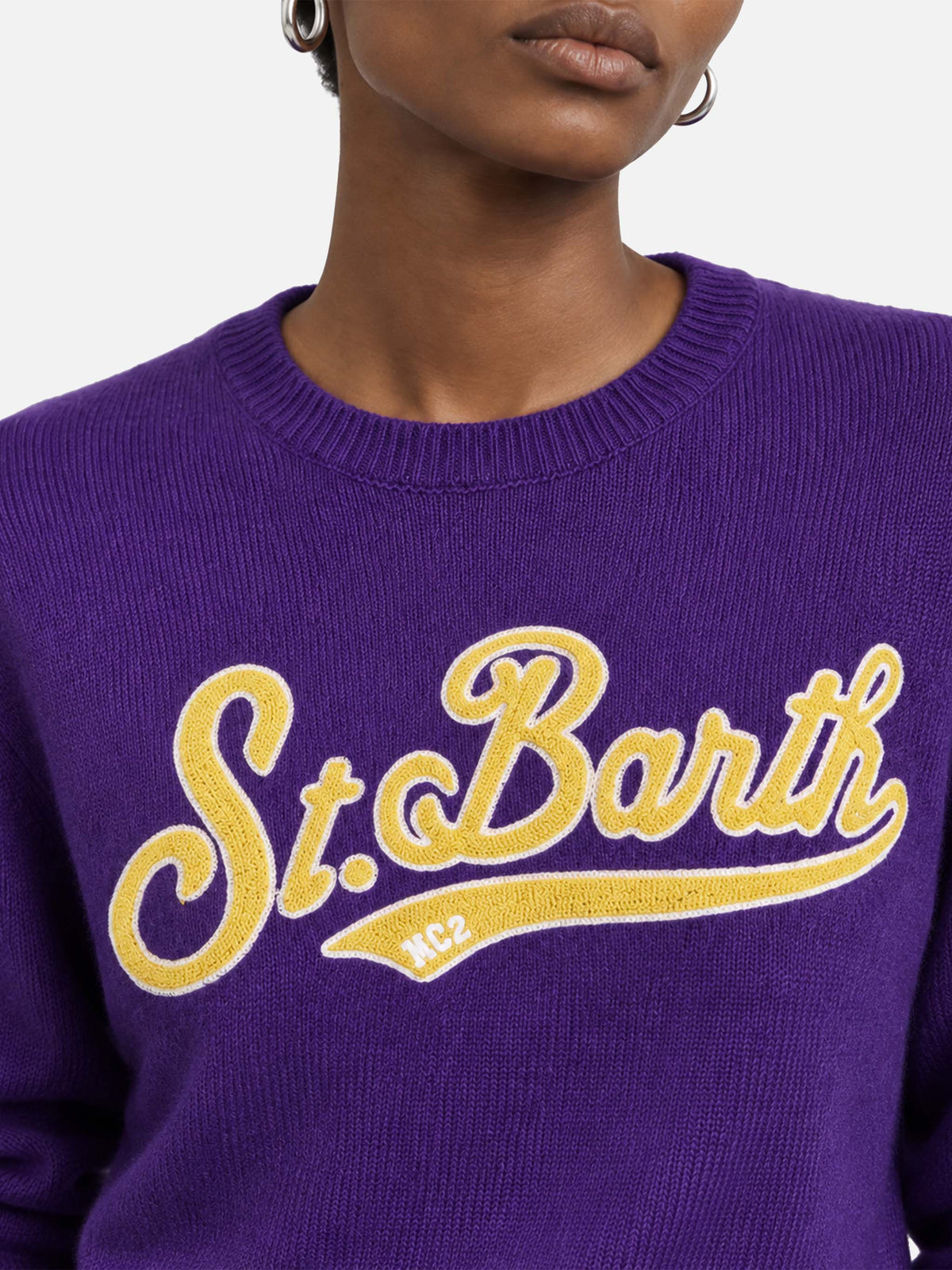 Purple New Queen cropped sweater with logo