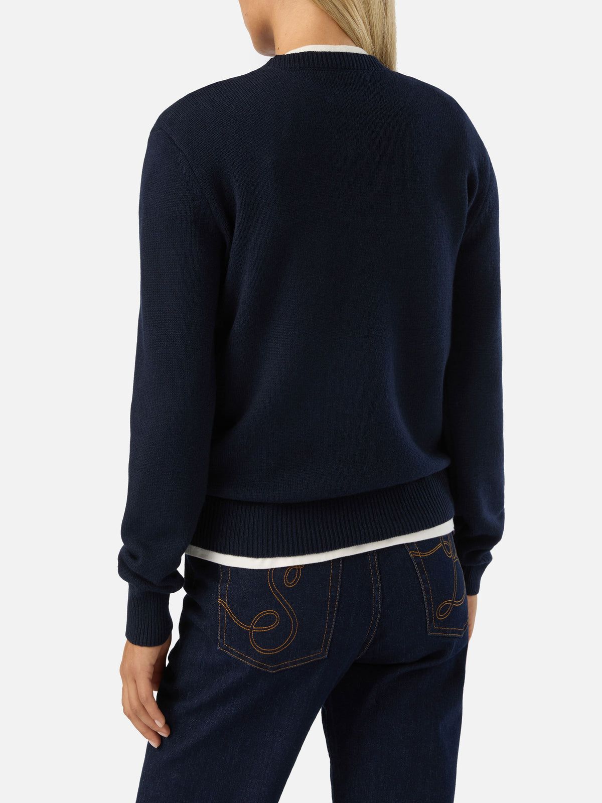 Navy blue New Queen crewneck knit with Snoopy intarsia | Special edition
