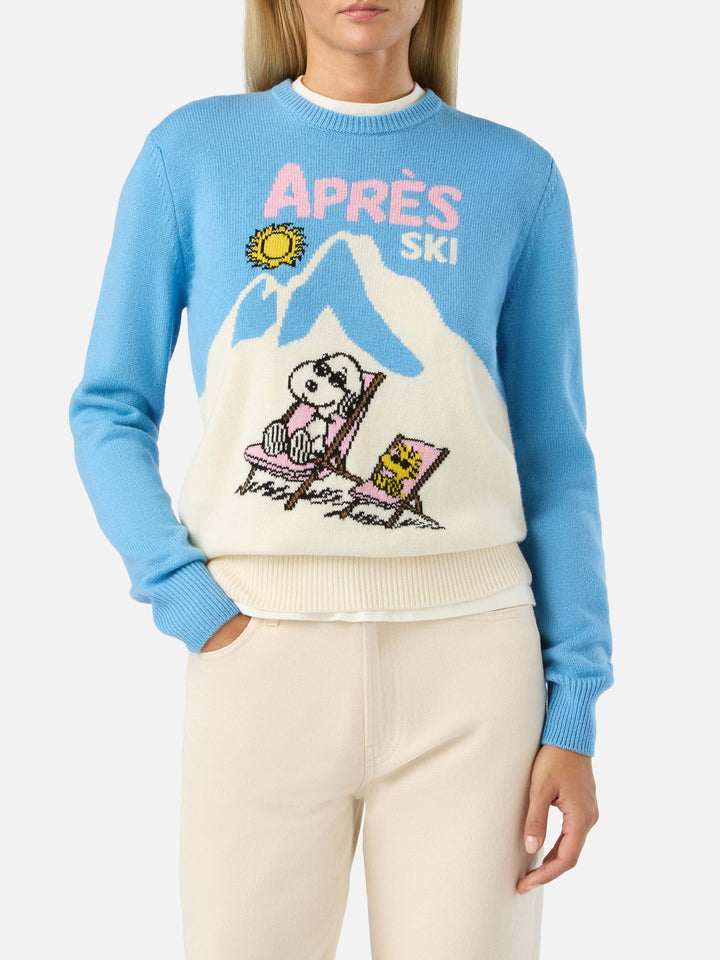Jersey ligero de cuello redondo blue New Queen con intarsia de Snoopy | Special edition 