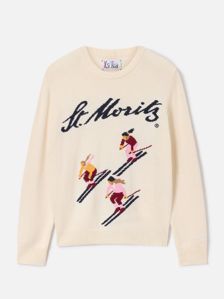 Off-White New Queen Rundhals-Strickpullover mit St. Moritz Intarsie | Special edition 