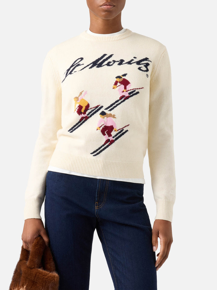 Off white New Queen crewneck knit with St. Moritz intarsia | Special edition
