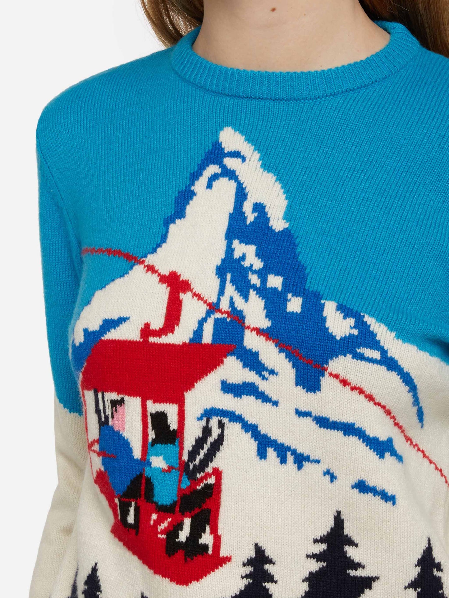 Maglione da donna Engadina stampa cartolina vintage