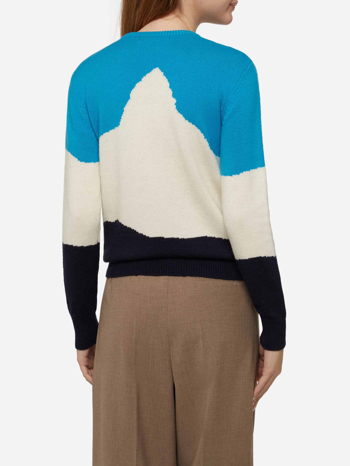 Maglione da donna Engadina stampa cartolina vintage