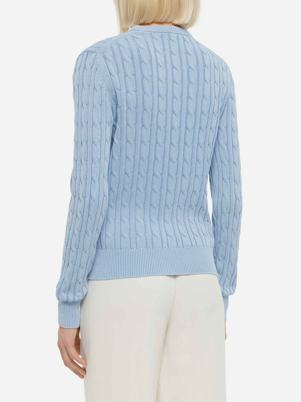 Light blue cotton cable knit sweater New Queen