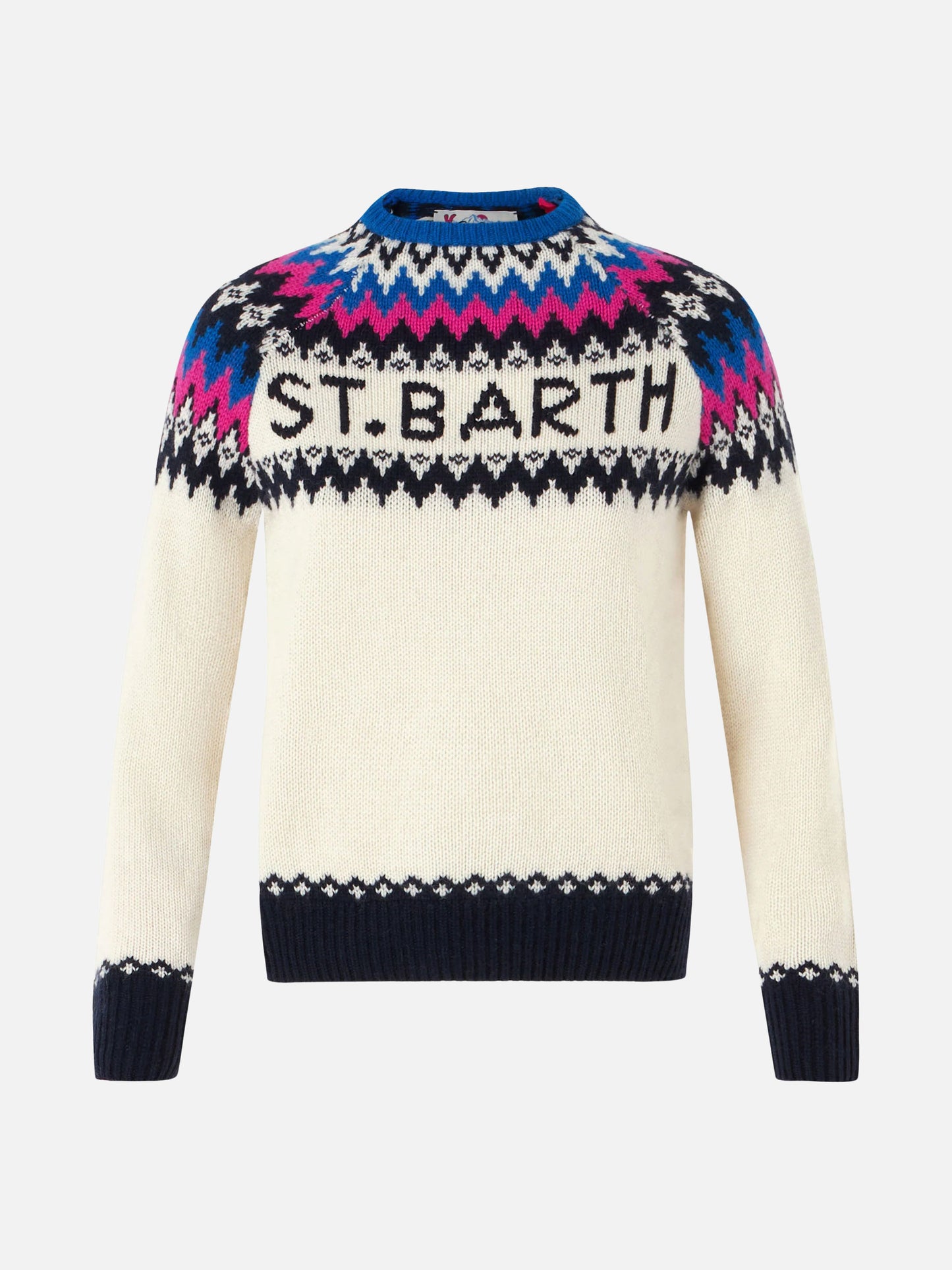 Woman crewneck nordic jacquard sweater