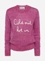 Maglione morbido girocollo da donna con ricamo Cold Out Hot In