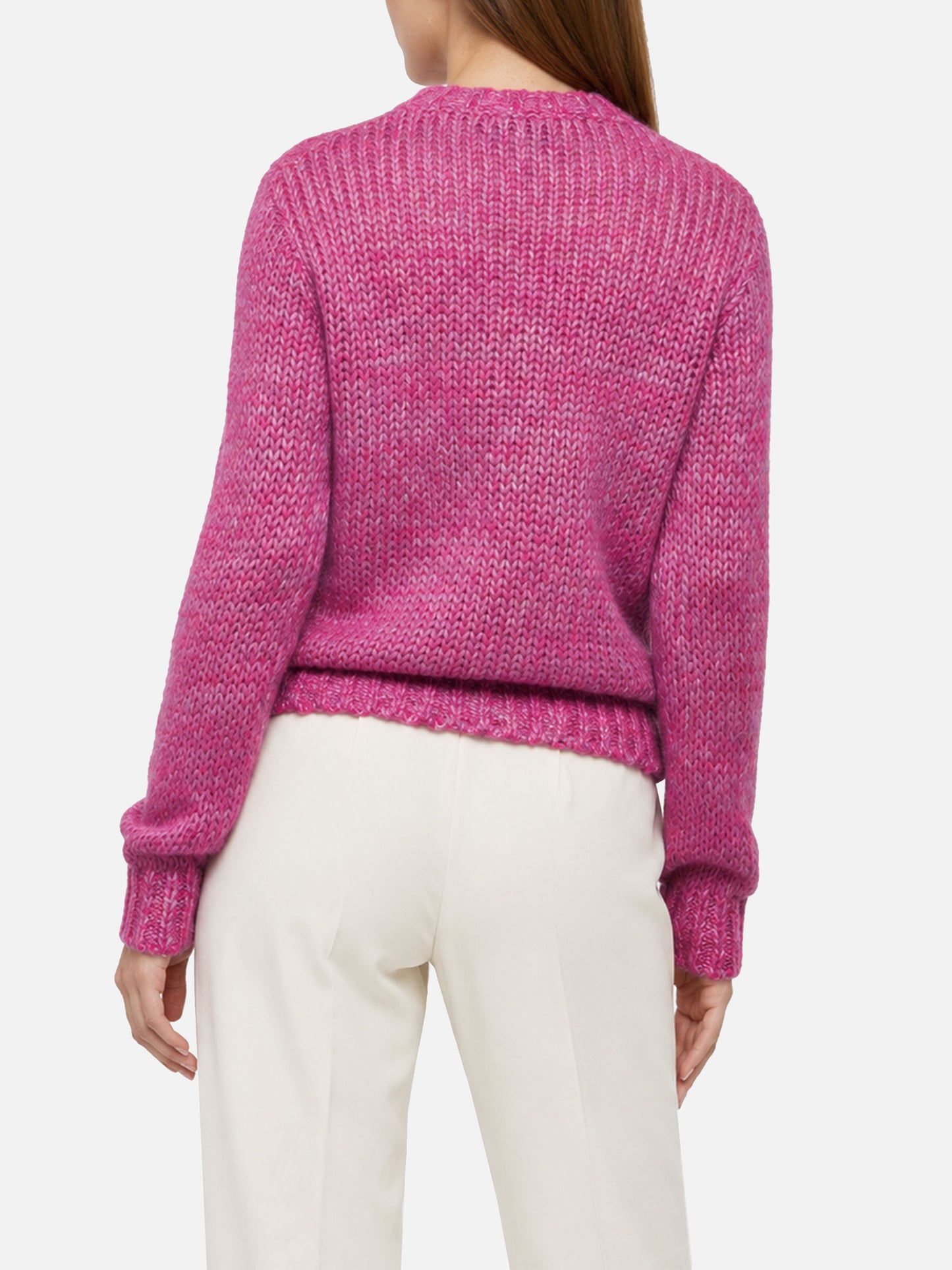 Nouveau pull New Queen en mélange d’alpaga violet doux avec broderie Cold Out Hot In 