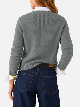New Queen grey brushed sweater with embroidery