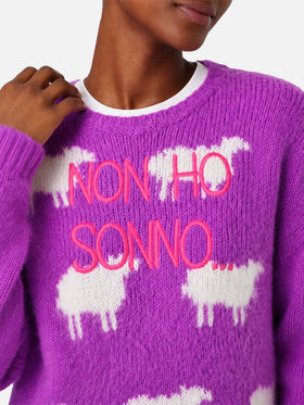 New Queen lilac brushed sweater with embroidery