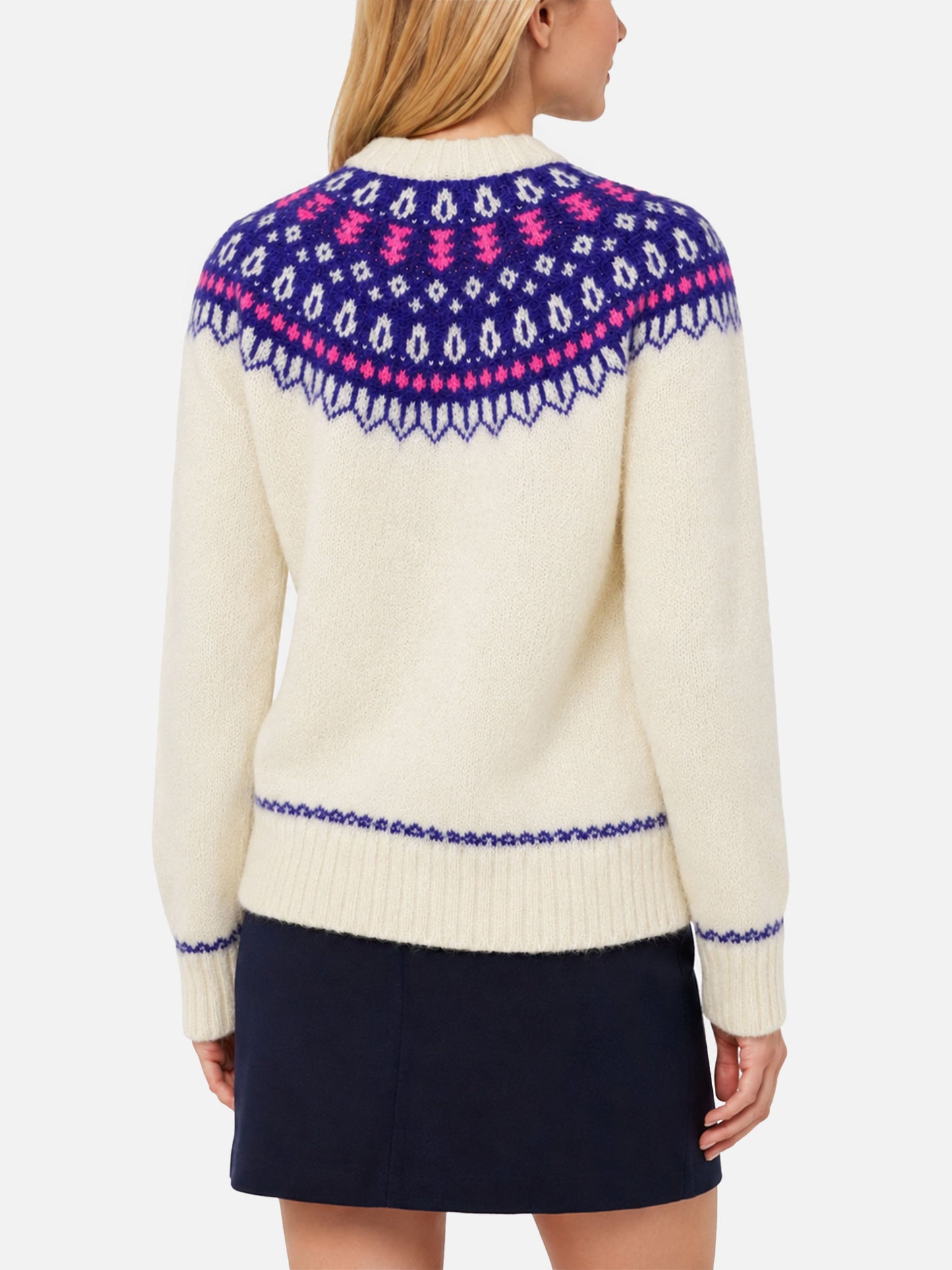 Maglione New Queen Nordic Soft bianco con fantasia jacquard