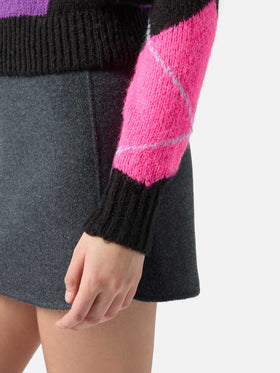 Maglione New Queen girocollo crop con cuori