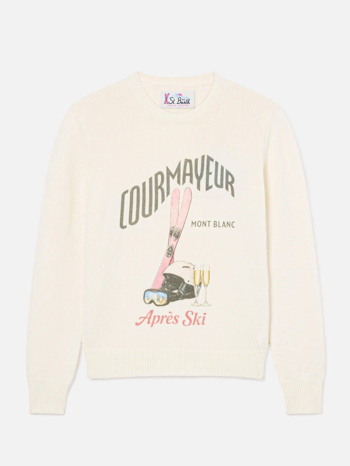 Off white New Queen wool and cashmere blend crewneck with Courmayeur print | Special edition