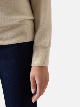Grain New Queen wool and cashmere blend crewneck with Amore Espresso embroidery