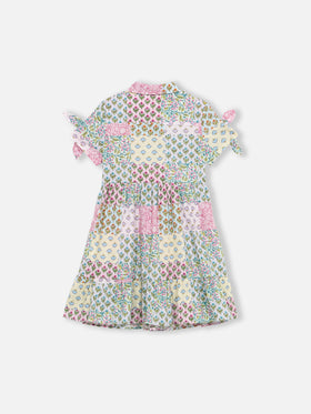Girl cotton dress Queenie with flower print