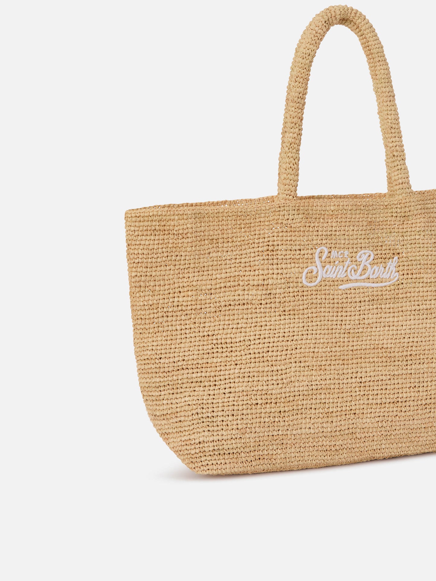 Beach raffia bag with embroidered logo