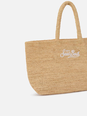 Beach raffia bag with embroidered logo