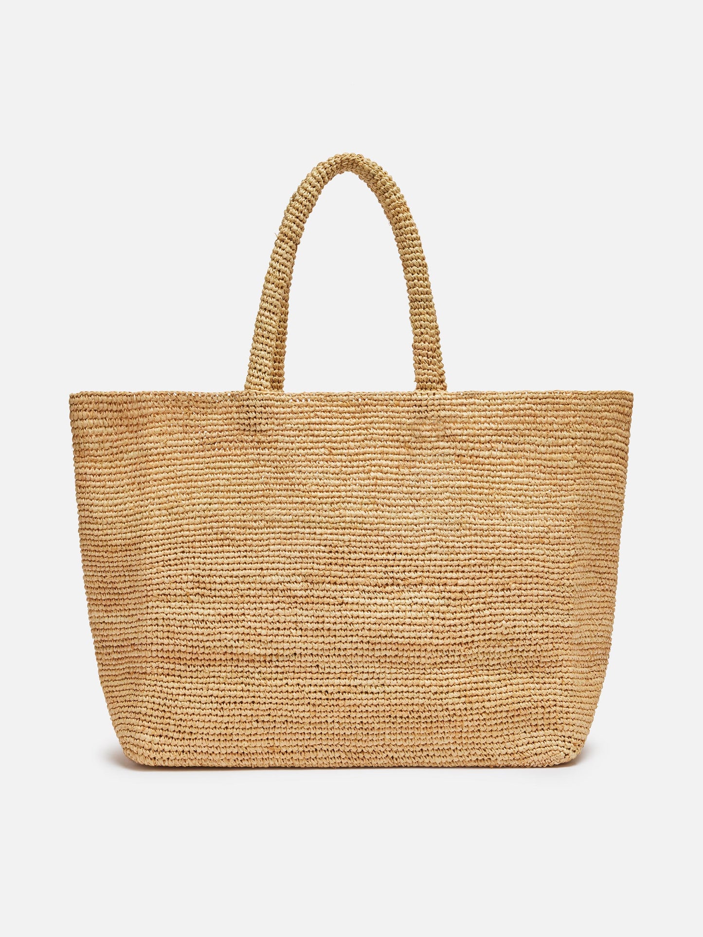 Beach raffia bag with black contrasting embroidered logo