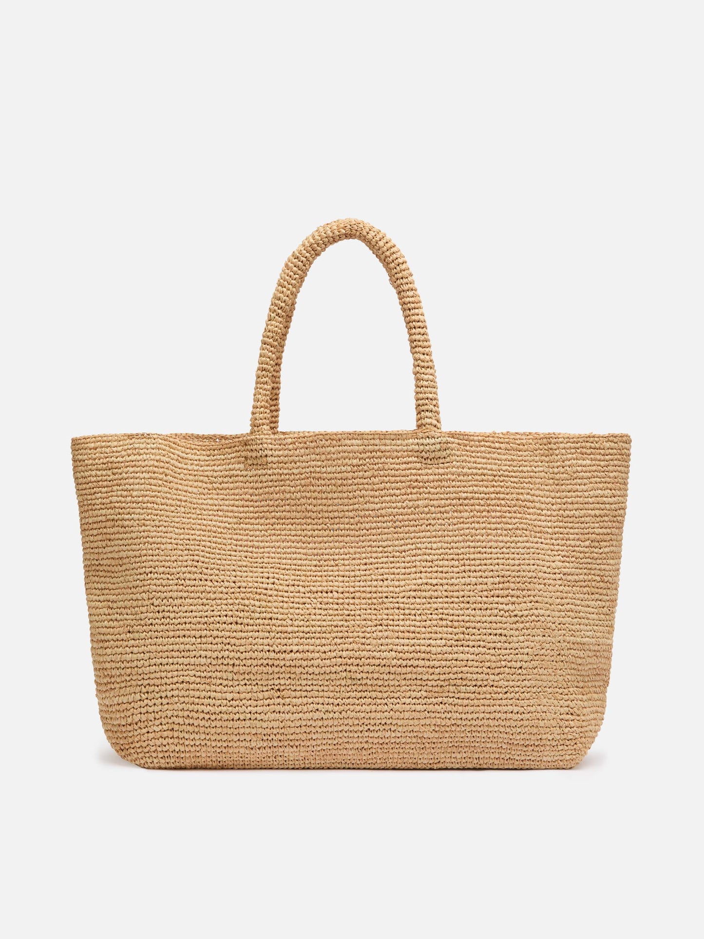 Rafia Beach Bag beige con pochette interna in cotone e ricamo St. Tropez
