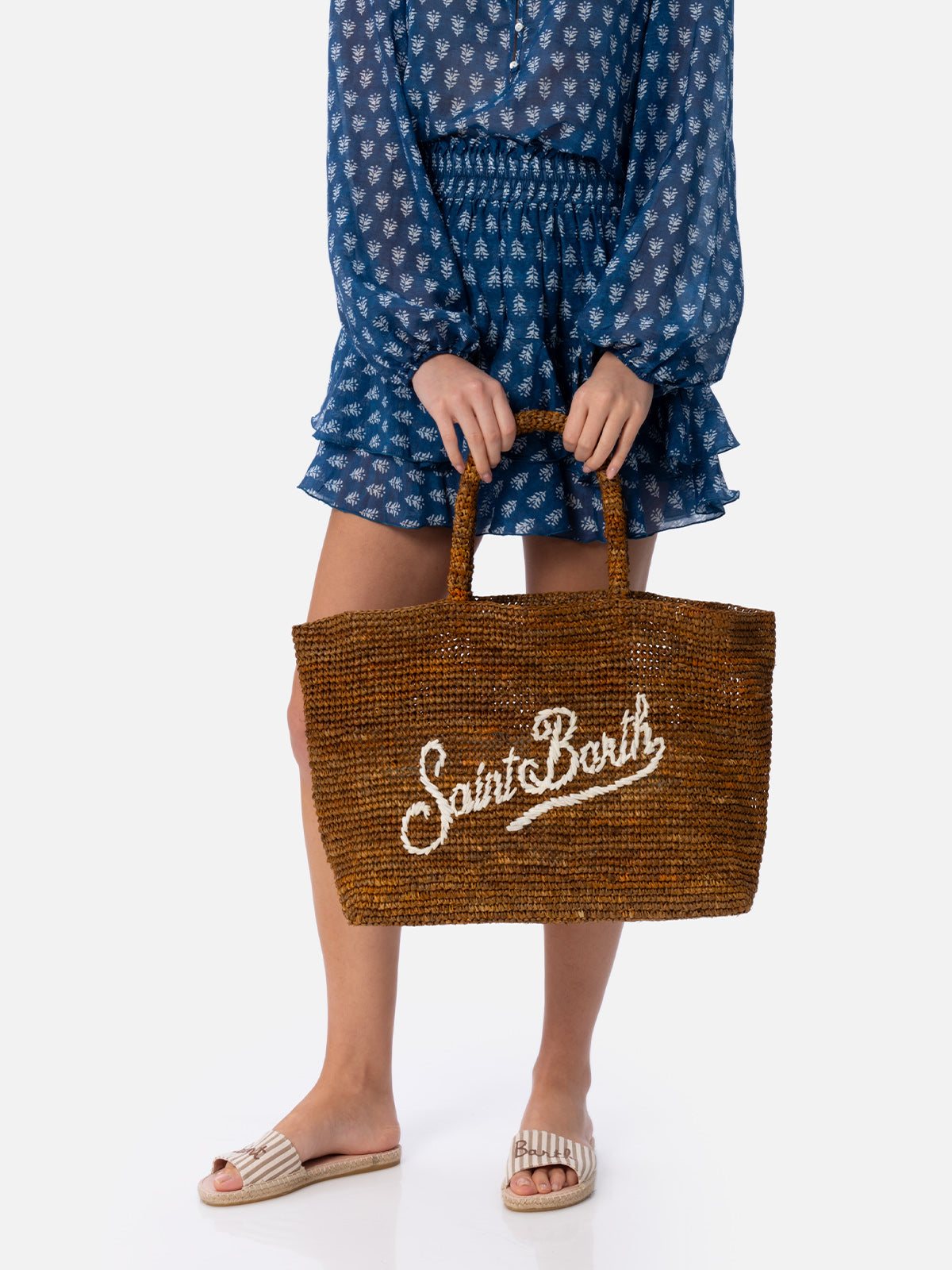 Brown Raffia Beach bag with cotton pouch - MC2 Saint Barth