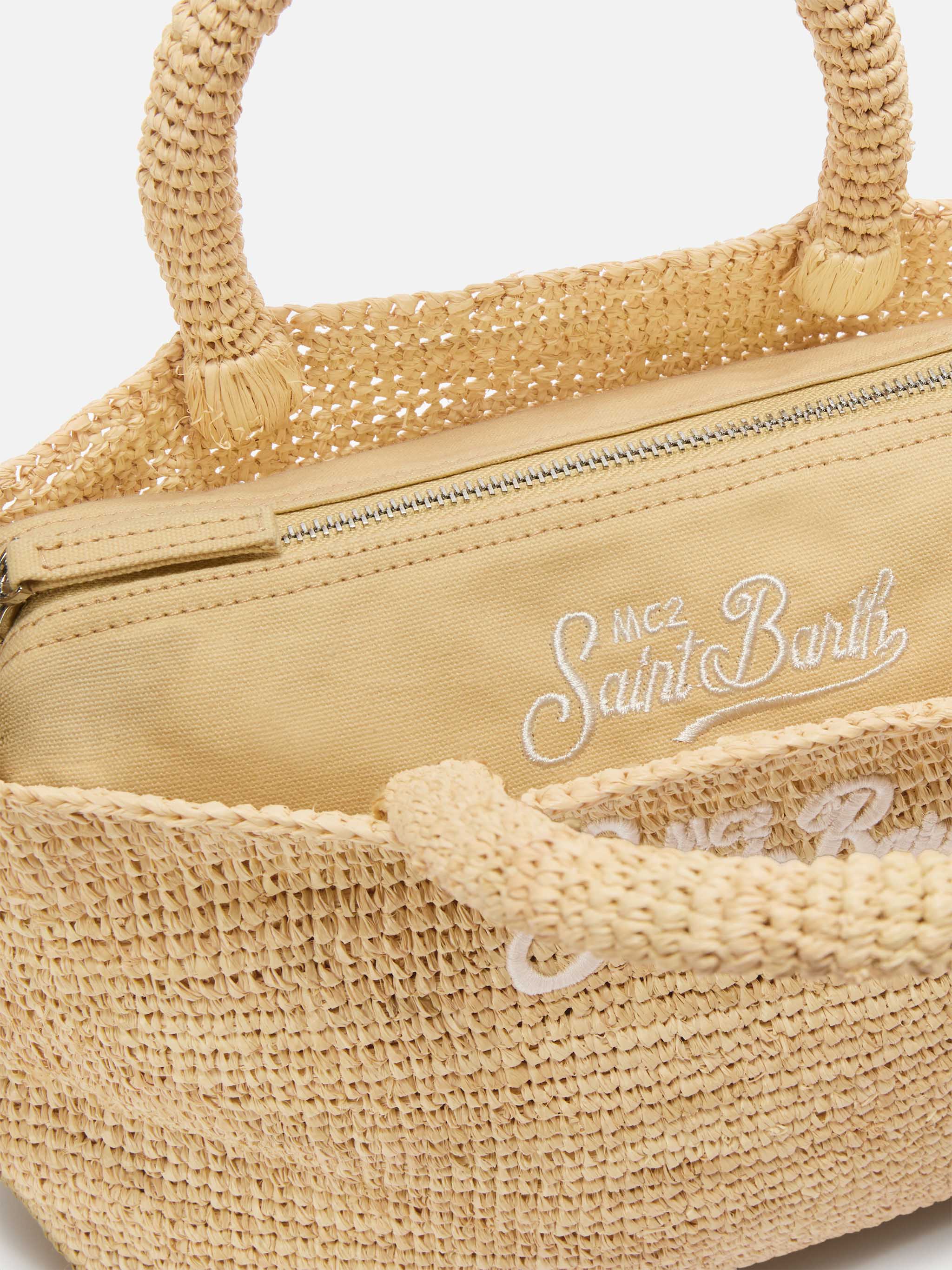 Medium Beach raffia bag with embroidered logo – MC2 Saint Barth