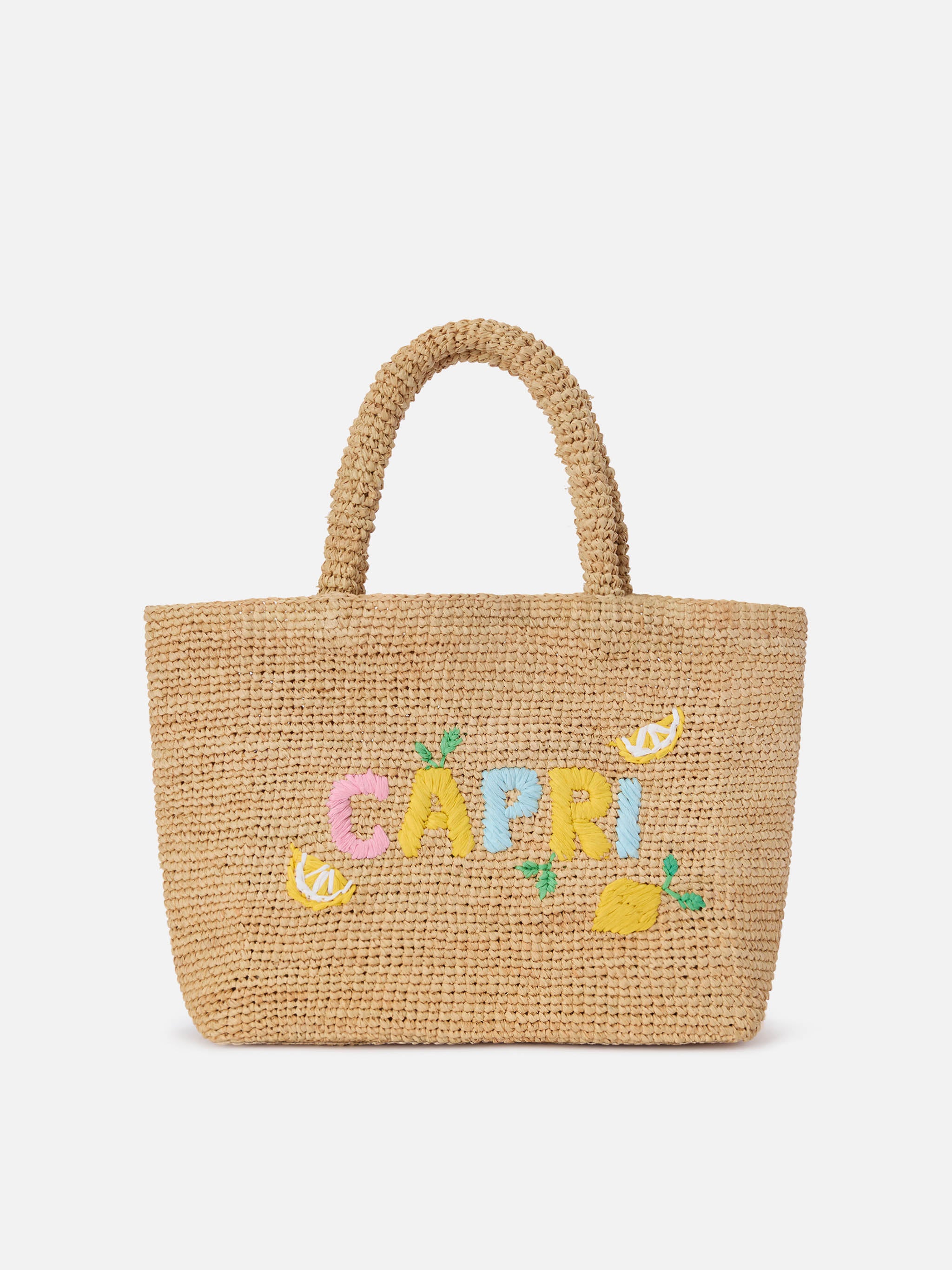 Beach medium raffia bag with Capri embroidery – MC2 Saint Barth
