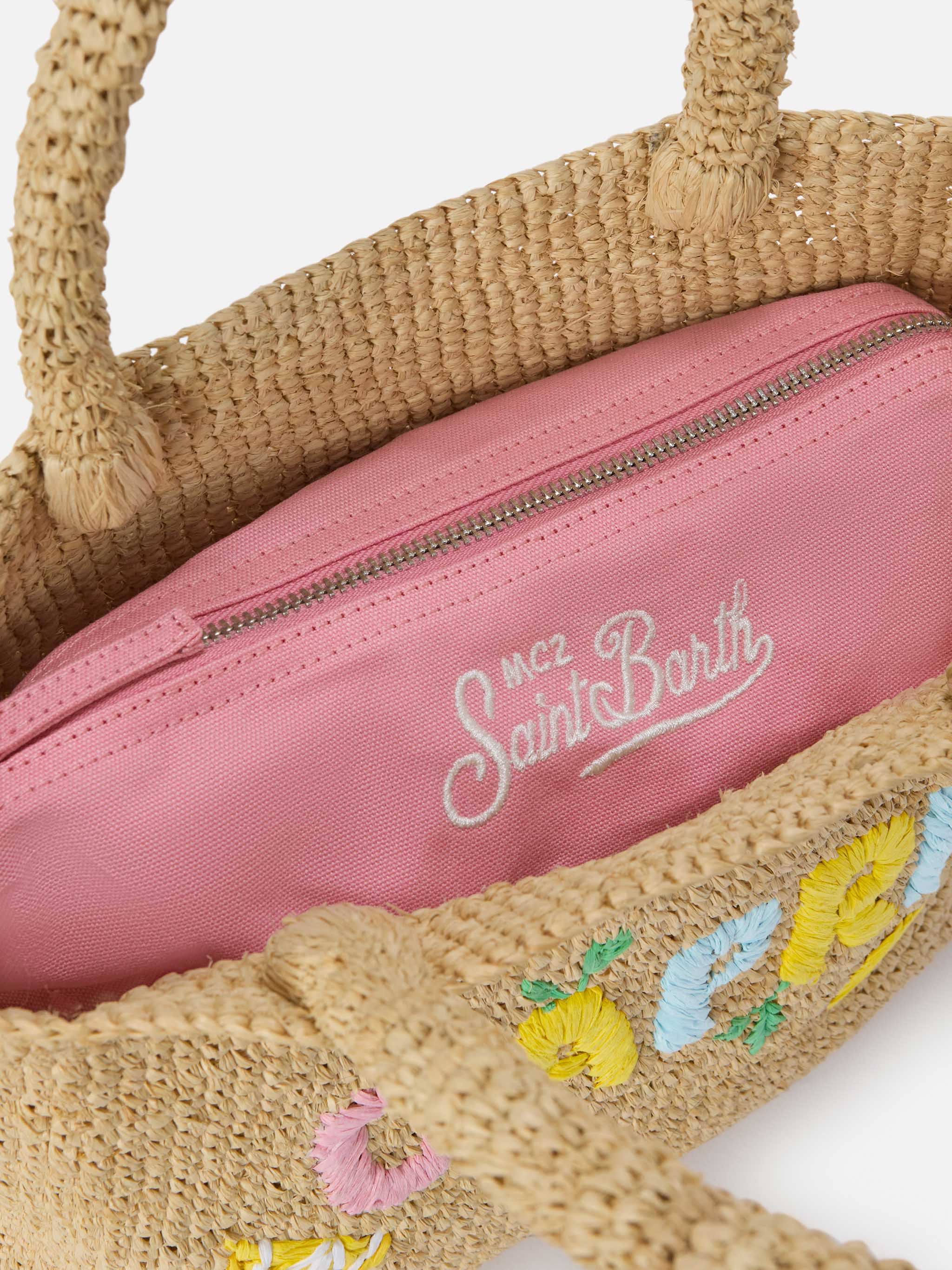 Beach medium raffia bag with Capri embroidery – MC2 Saint Barth