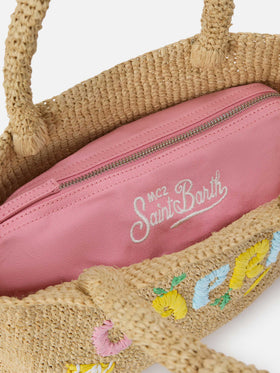 Beach medium raffia bag with Capri embroidery