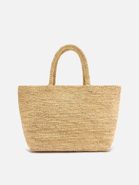 Beach medium raffia bag with contrasting embroidered logo