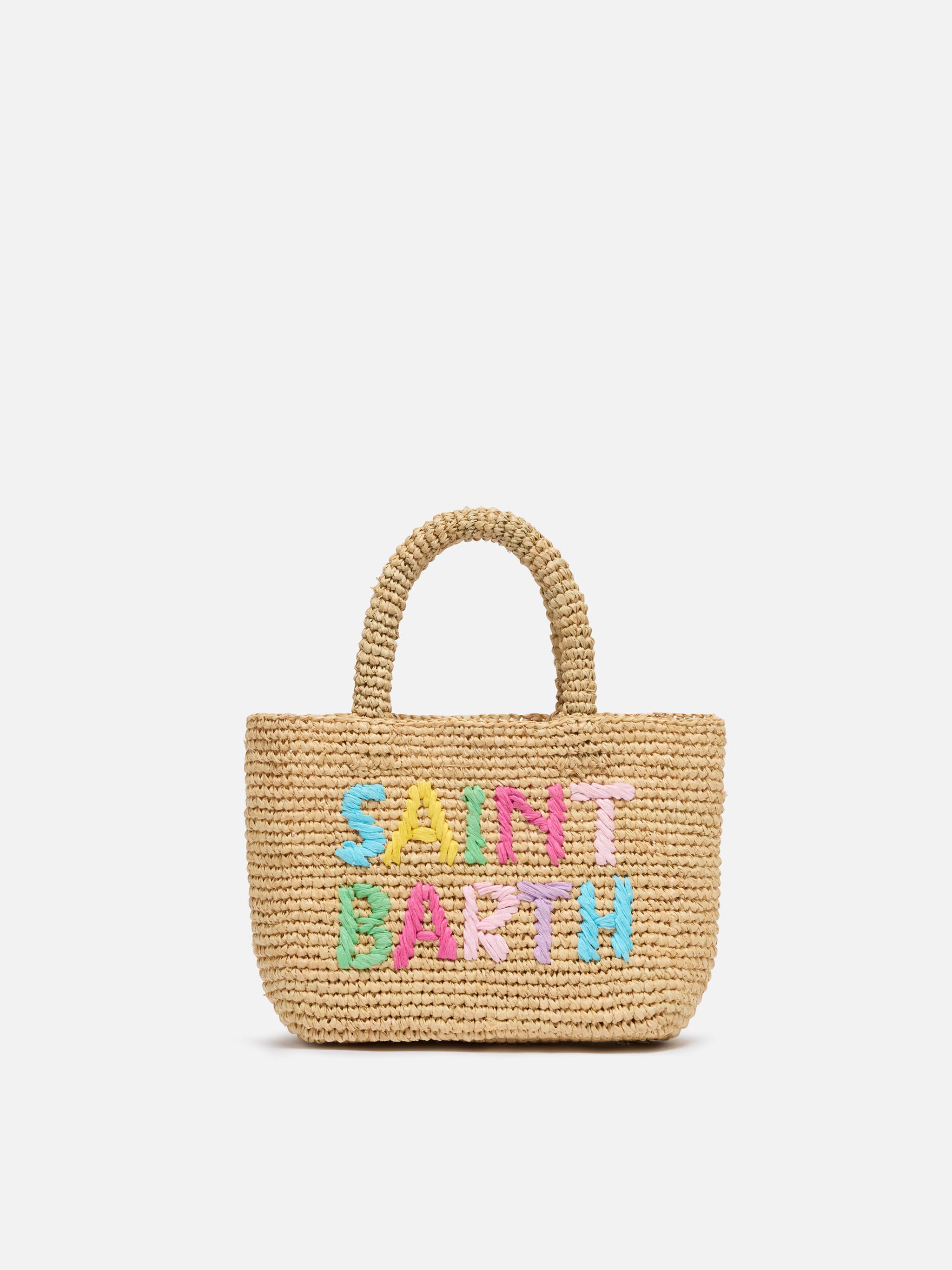 Beach mini raffia bag with multicolor embroidered logo – MC2 Saint