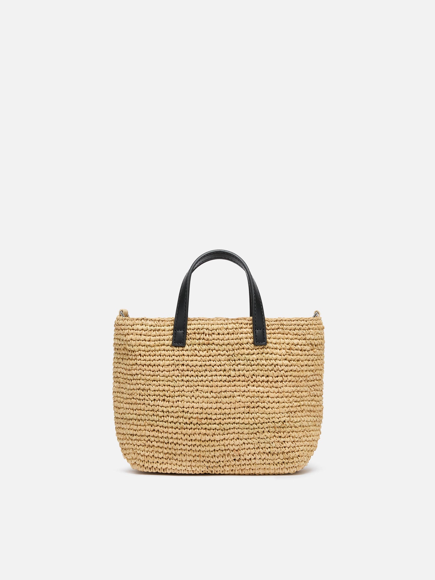 Beige Raffia City Mini-Tasche mit Saint Barth-Stickerei