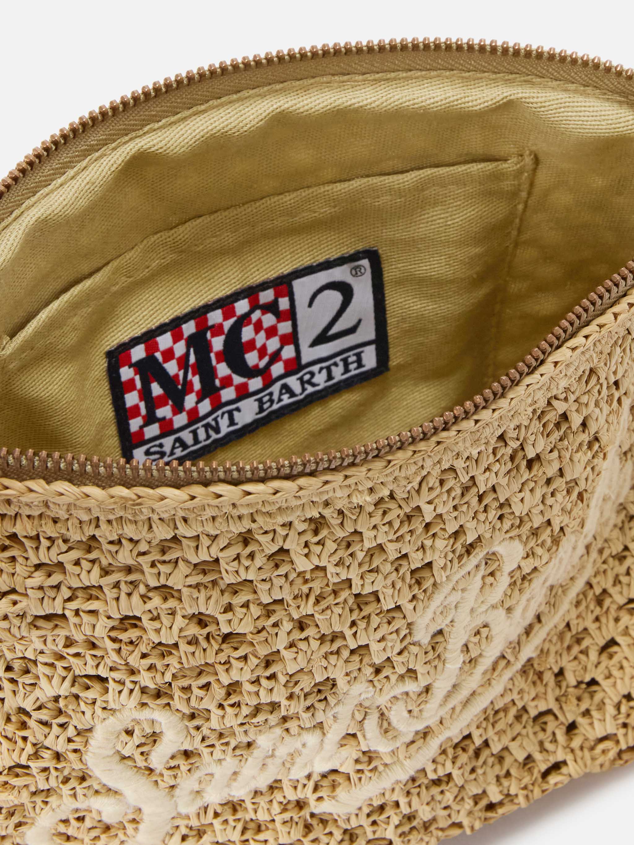 Natural Raffia pouch with embroidered logo – MC2 Saint Barth
