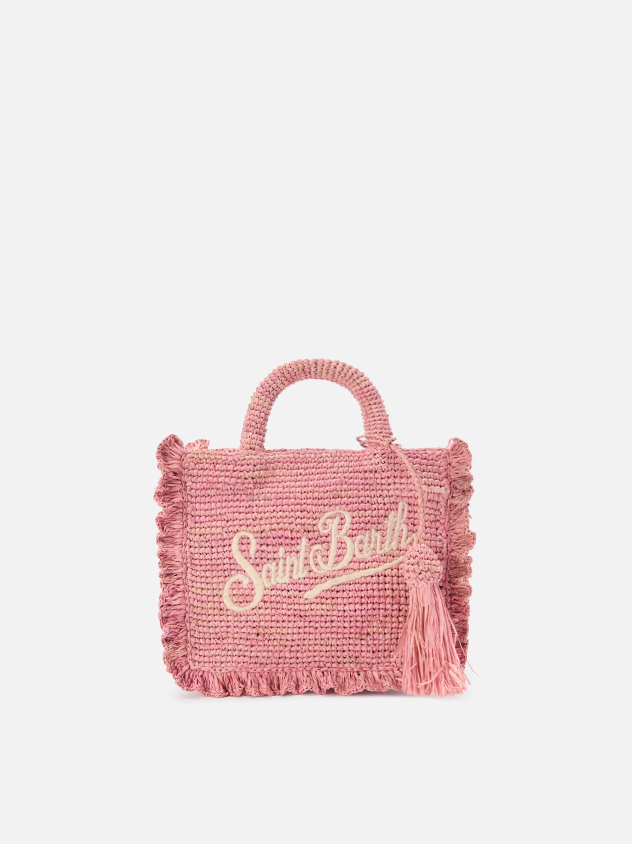 Pink Volant Mini raffia bag with embroidered logo – MC2 Saint Barth