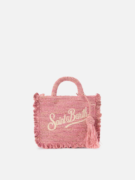 Pink Volant Mini raffia bag with embroidered logo – MC2 Saint Barth