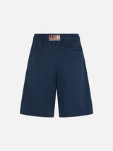 Man navy blue cotton fleece bermuda shorts Randle