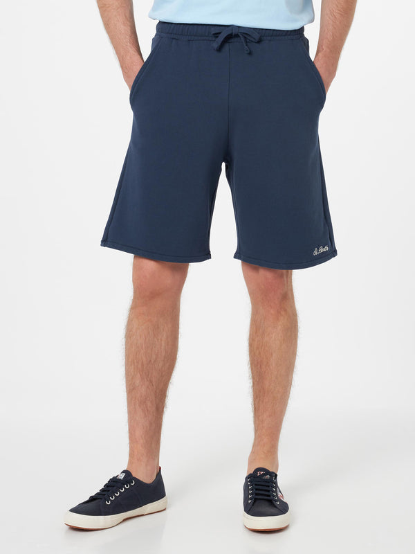 Man navy blue cotton fleece bermuda shorts Randle