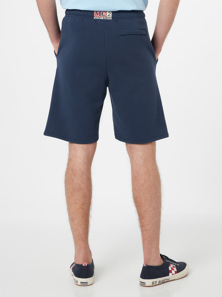 Man navy blue cotton fleece bermuda shorts Randle - MC2 Saint Barth