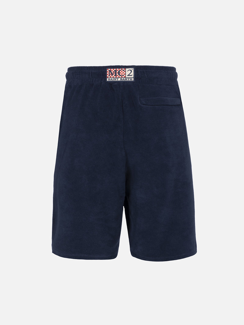 Marineblaue Frottee-Bermudashorts für Herren von Rande Sponge