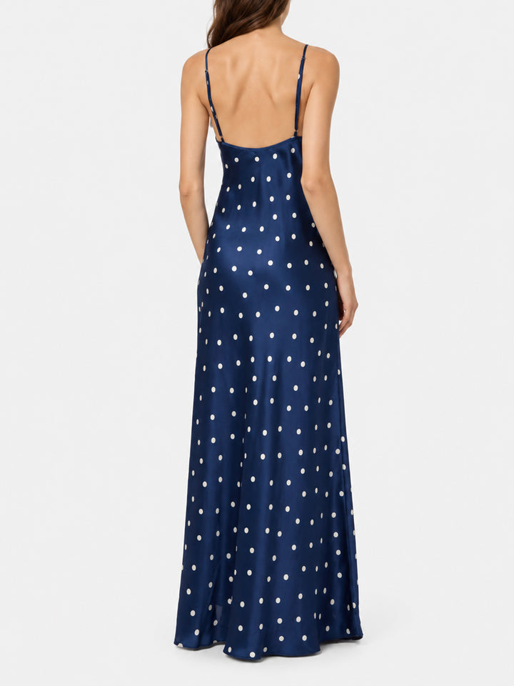 Vestido slim Ravel de pura seda con estampado de lunares 