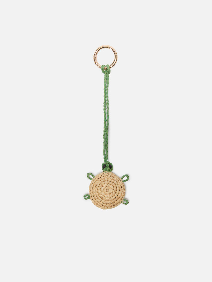 Bag Charm with turtle in raffia