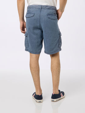 Bermuda da uomo in lino blu navy Rodi