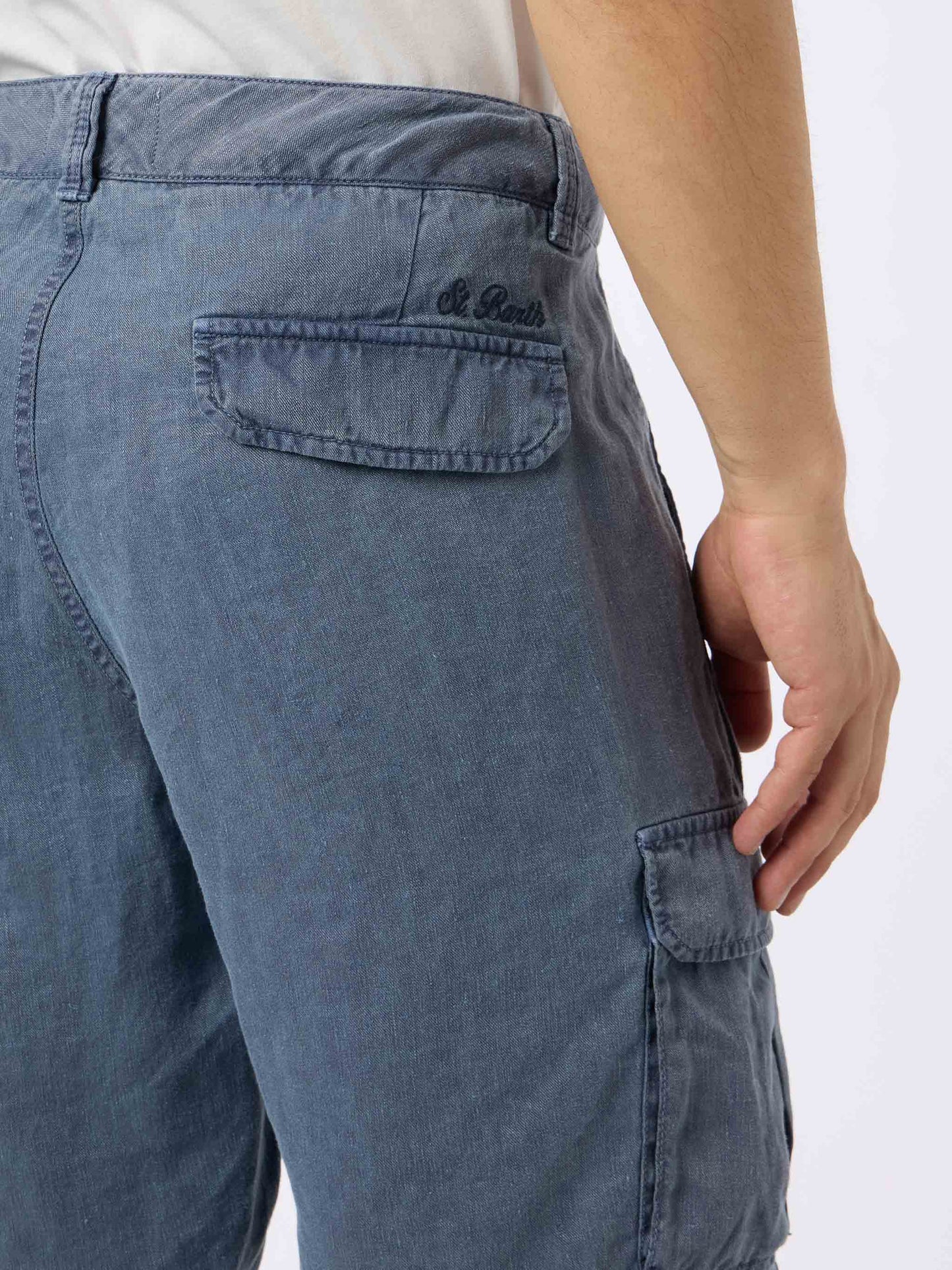 Bermuda da uomo in lino blu navy Rodi