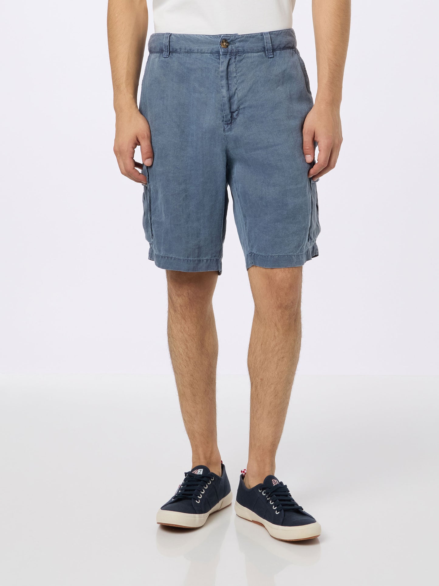 Bermuda da uomo in lino blu navy Rodi