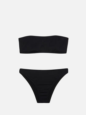 Sibilla High-Waist-Badehose mit hohem Beinausschnitt – Rebby schwarzes Bandeau-Top