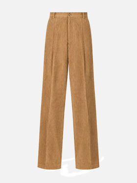 Rebella Hose mit weitem Bein aus camelbraunem Cord 