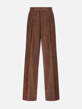 Rebella wide-leg trousers in corduroy brown