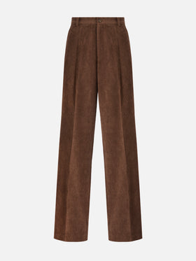 Rebella wide-leg trousers in corduroy brown