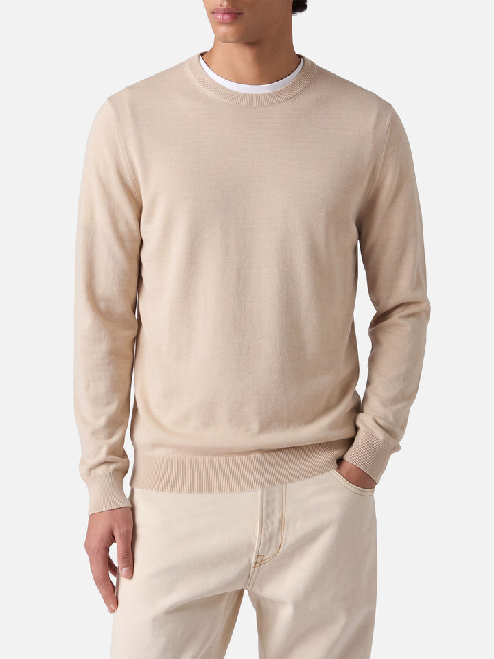 Beige sweater Regent in 100% MERINO WOOL