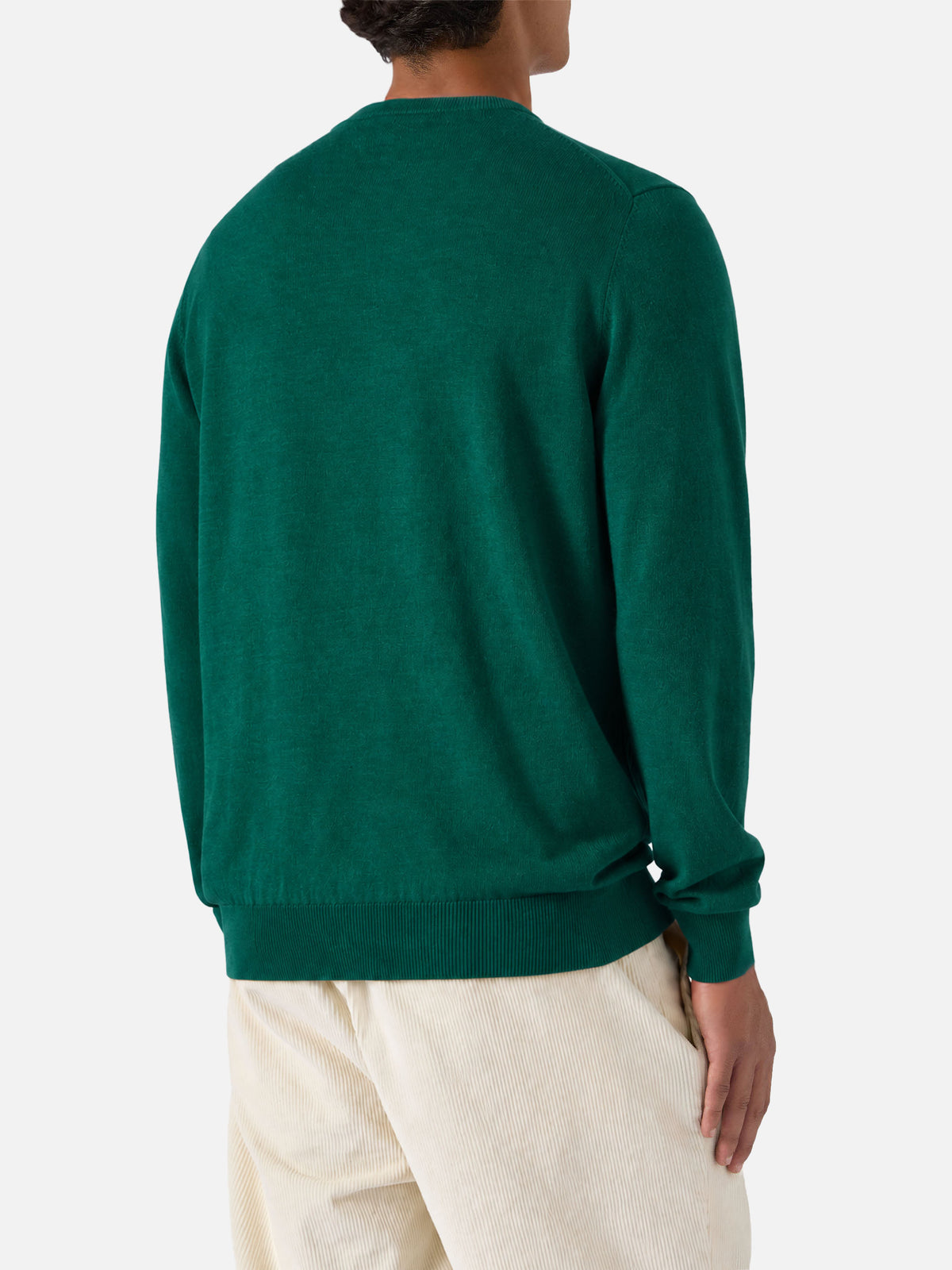 Dark green Regent Light merino wool crewneck sweater